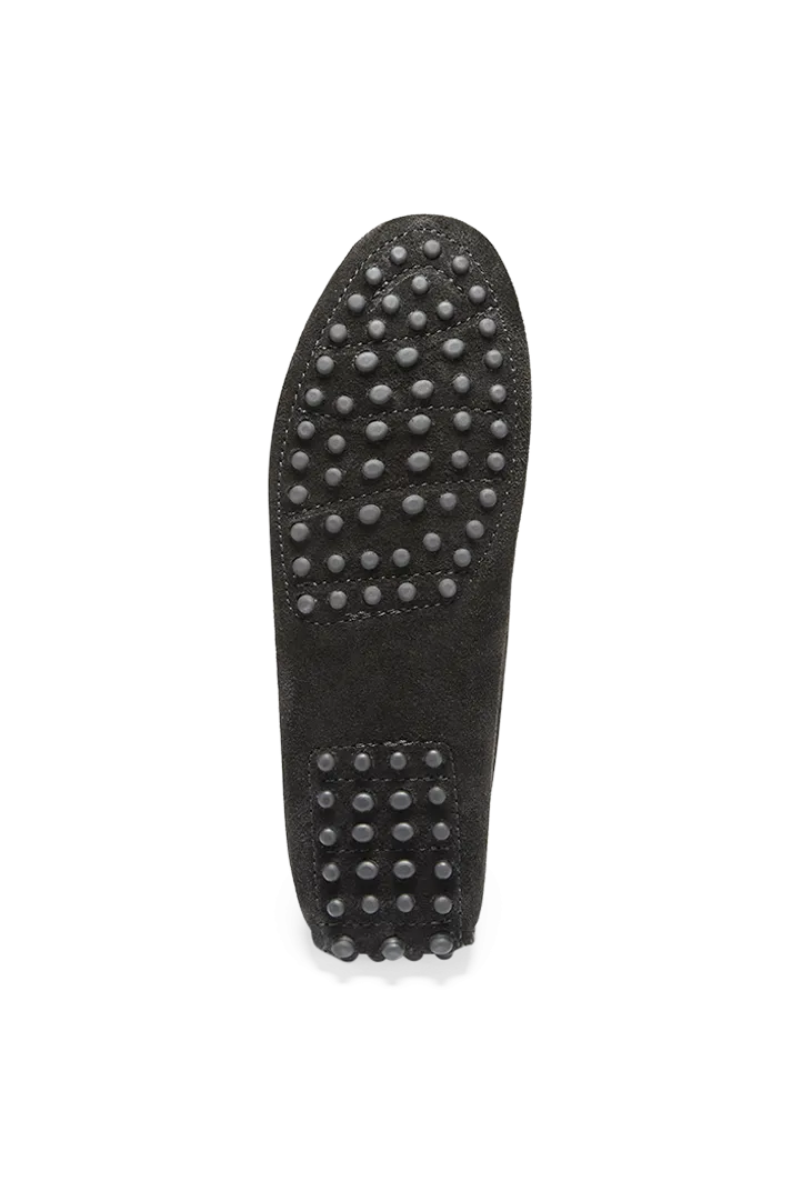 Women's Black Suede Penny Driving Loafers