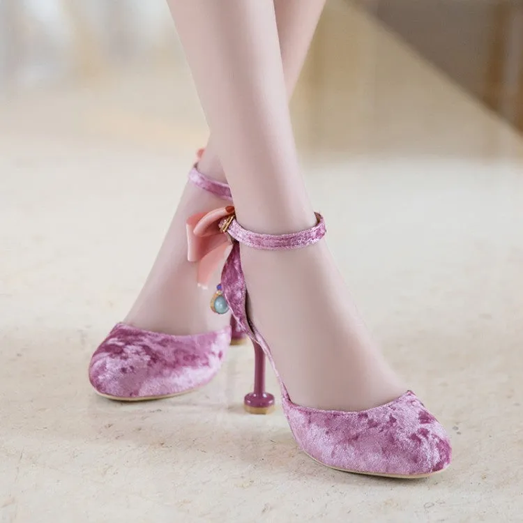 Women's Bowtie Mary Jane Mid Heels Sandals