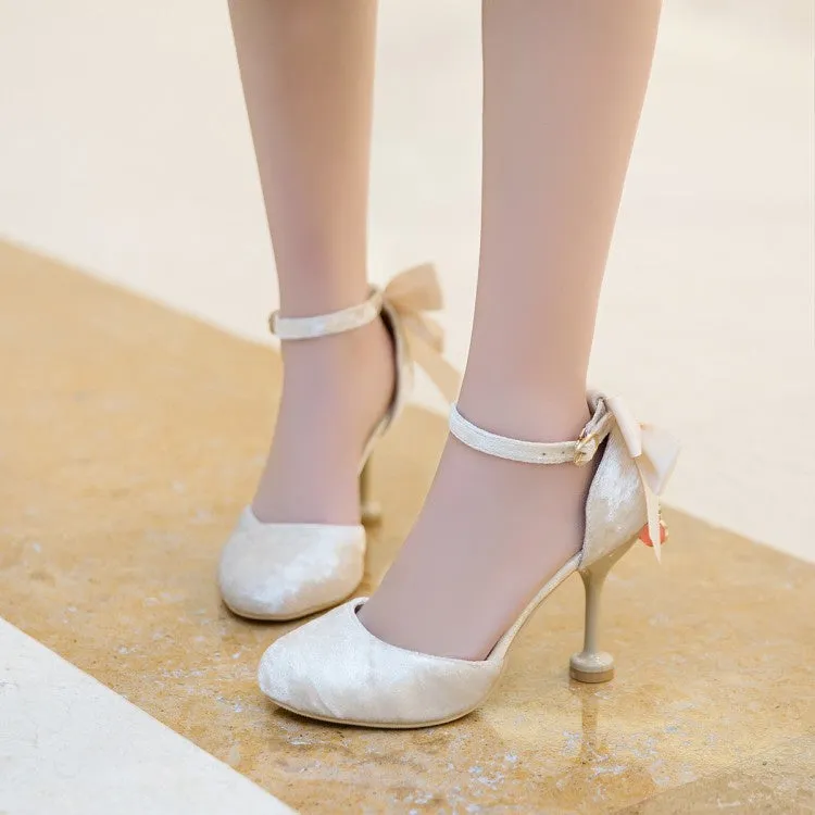 Women's Bowtie Mary Jane Mid Heels Sandals