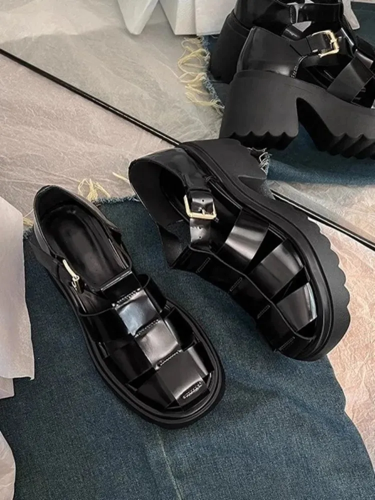 Women's Fashion Gladiator Sandals with Chunky Heels and Thick Platform