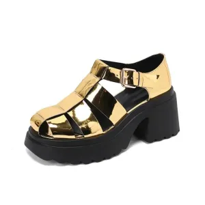 Women's Fashion Gladiator Sandals with Chunky Heels and Thick Platform