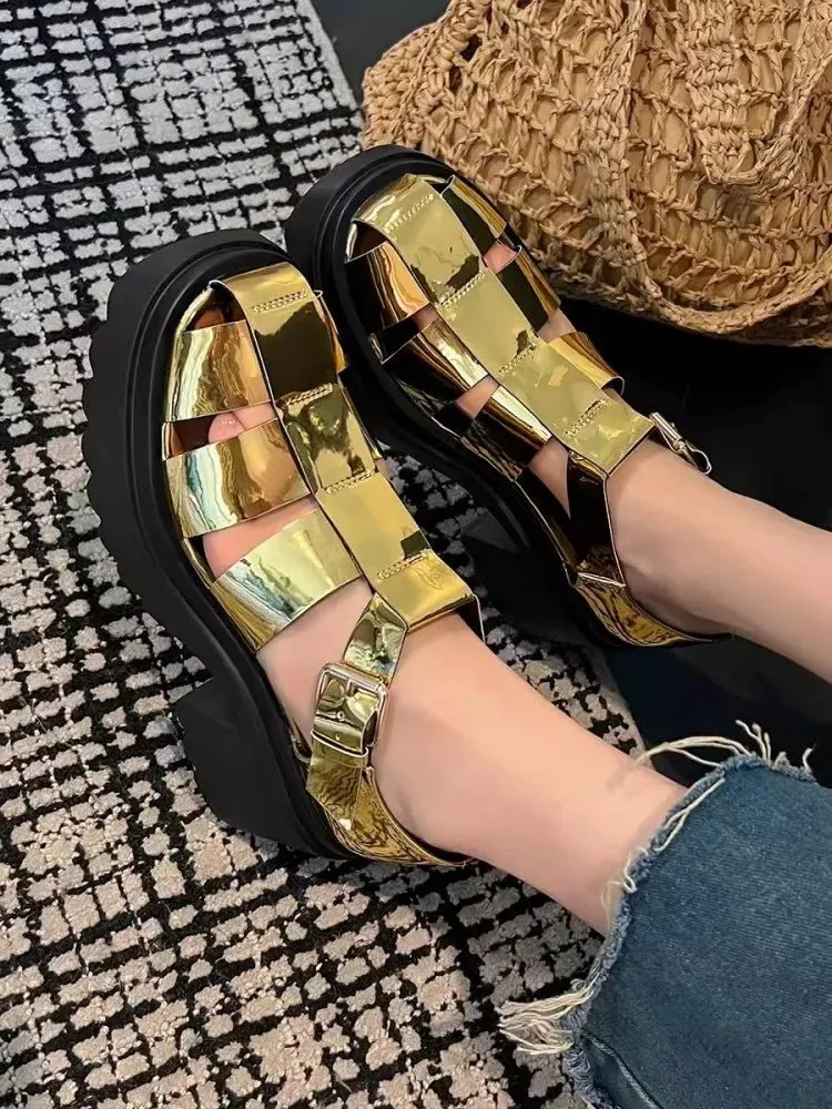 Women's Fashion Gladiator Sandals with Chunky Heels and Thick Platform