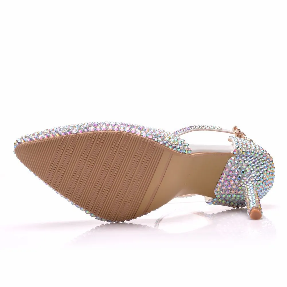 Women's High Heels Dress Rhinestones Closed Toe Pumps Shoes  1.97" 2.76"