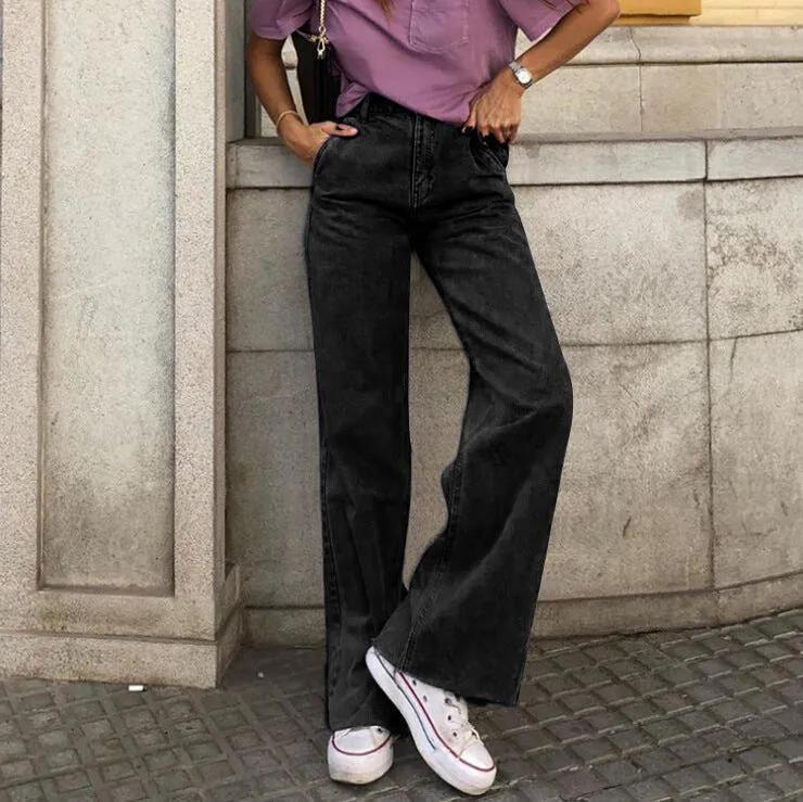 Women's High Waist Mom jeans with Flare Leg