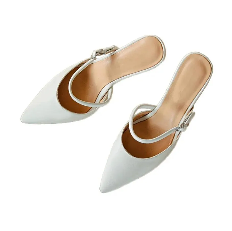 Women's Kitten Heel Slip On Strap Sandal Shoes ES195