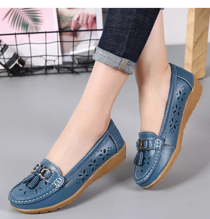 Women's Loafers Breathable Slip On Flat Moccasins Shoes