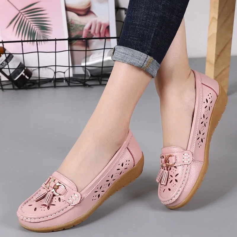 Women's Loafers Breathable Slip On Flat Moccasins Shoes