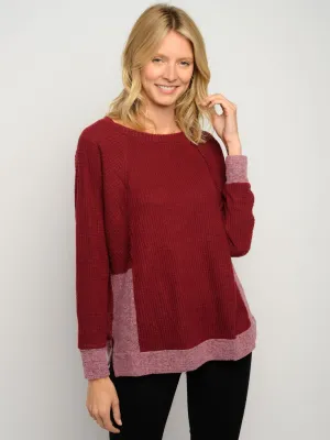 WOMEN'S LONG SLEEVE COLOR BLOCK TOP
