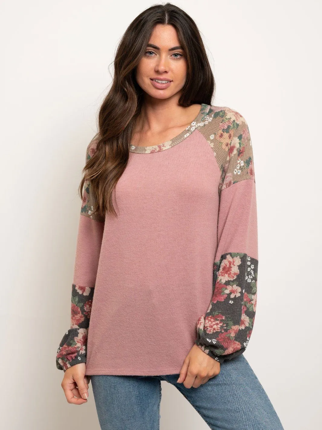 WOMEN'S LONG SLEEVE FLORAL TOP