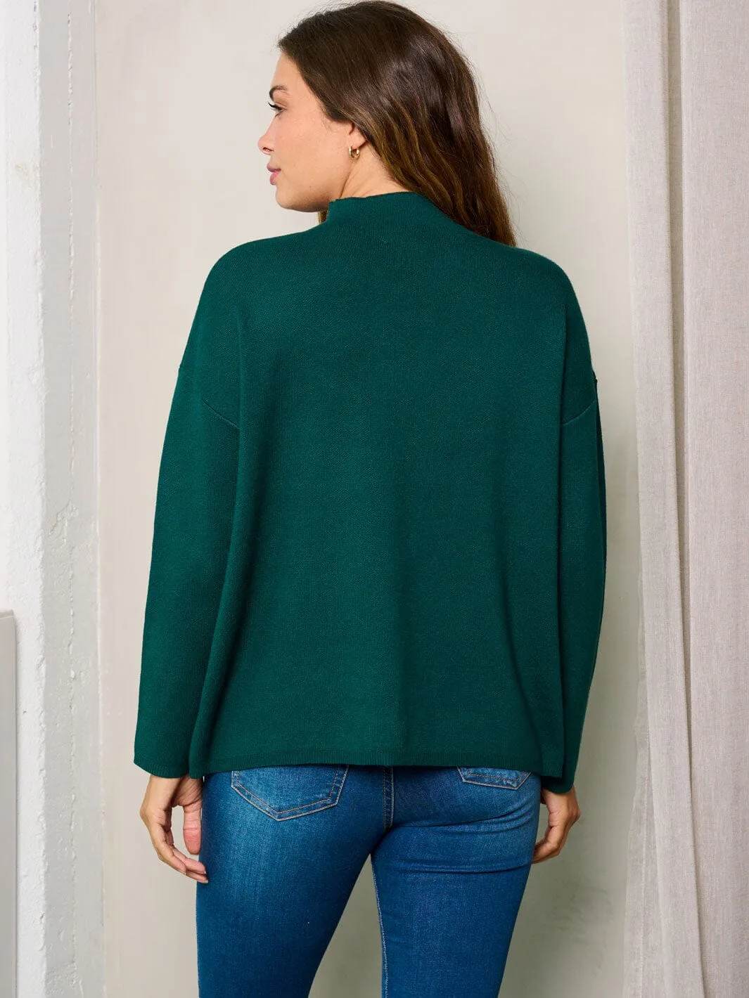 WOMEN'S LONG SLEEVE MOCK NECK SOLID TOP