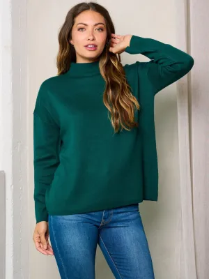 WOMEN'S LONG SLEEVE MOCK NECK SOLID TOP