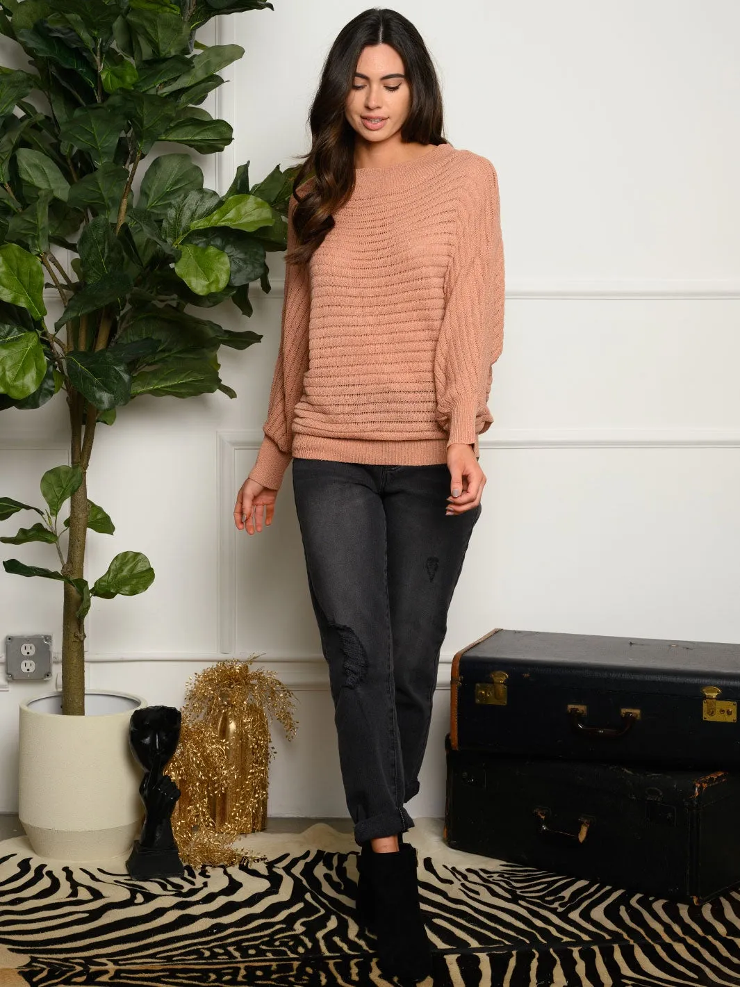 WOMEN'S LONG SLEEVE RIBBED TOP