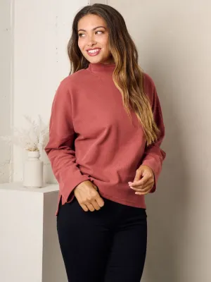 WOMEN'S LONG SLEEVE TURTLE NECK SOLID TOP