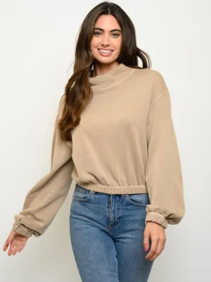 WOMEN'S MOCK NECK TERRY TOP