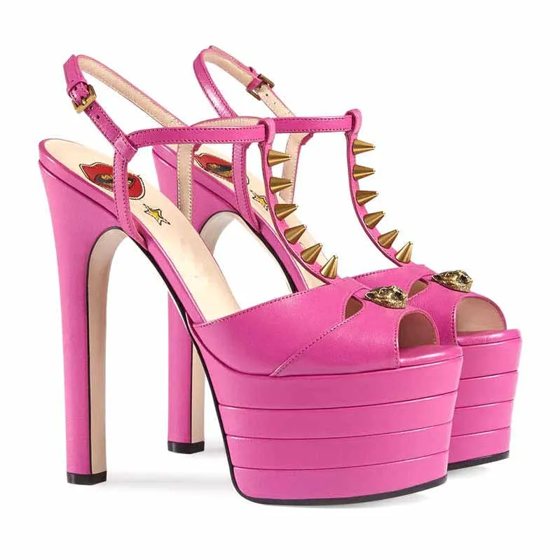 Women's Platform Pump T-Strap Peep Toe Heels