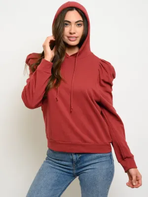 WOMEN'S PLUFF SLEEVE HOODIE SWEATSHIRT TOP