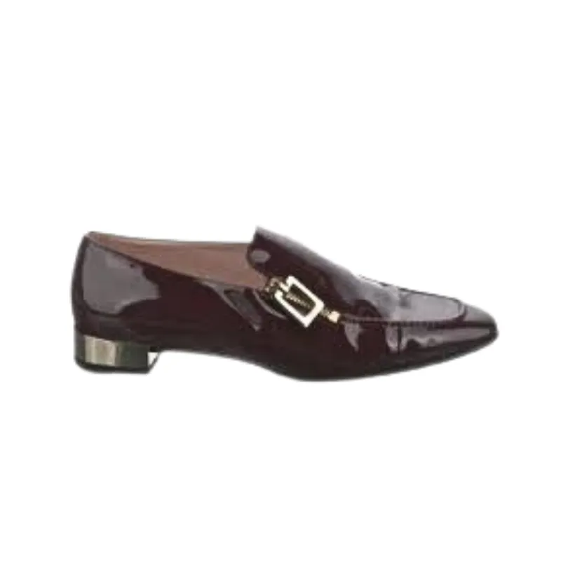 Womens | Roger Vivier Polly Patent Zip Loafers (Burgundy/Gold)