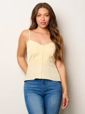 WOMEN'S SLEEVELESS BUTTONS DETAILED PEPLUM TANK TOP