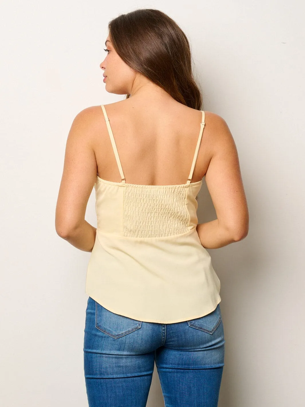WOMEN'S SLEEVELESS BUTTONS DETAILED PEPLUM TANK TOP