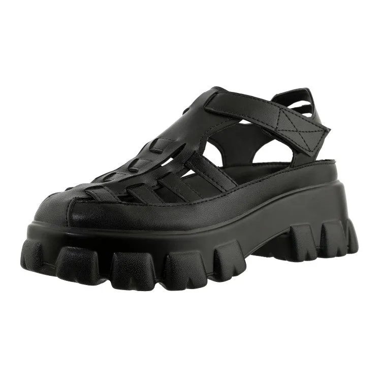 Women's Solid Color Roman Style Hollow Out Thick Sole Platform Gladiator Sandals