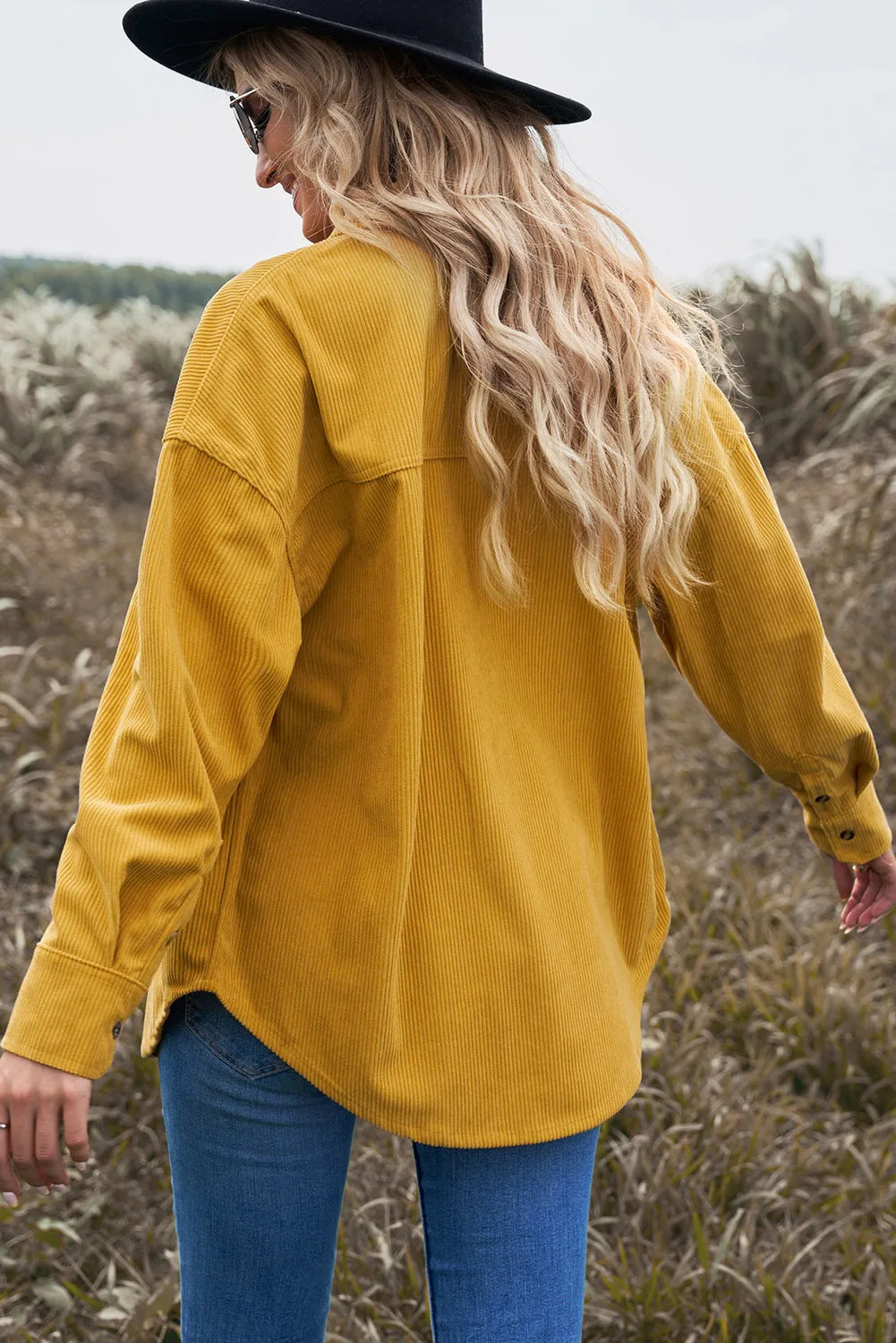 Womens Yellow Corduroy Shirt