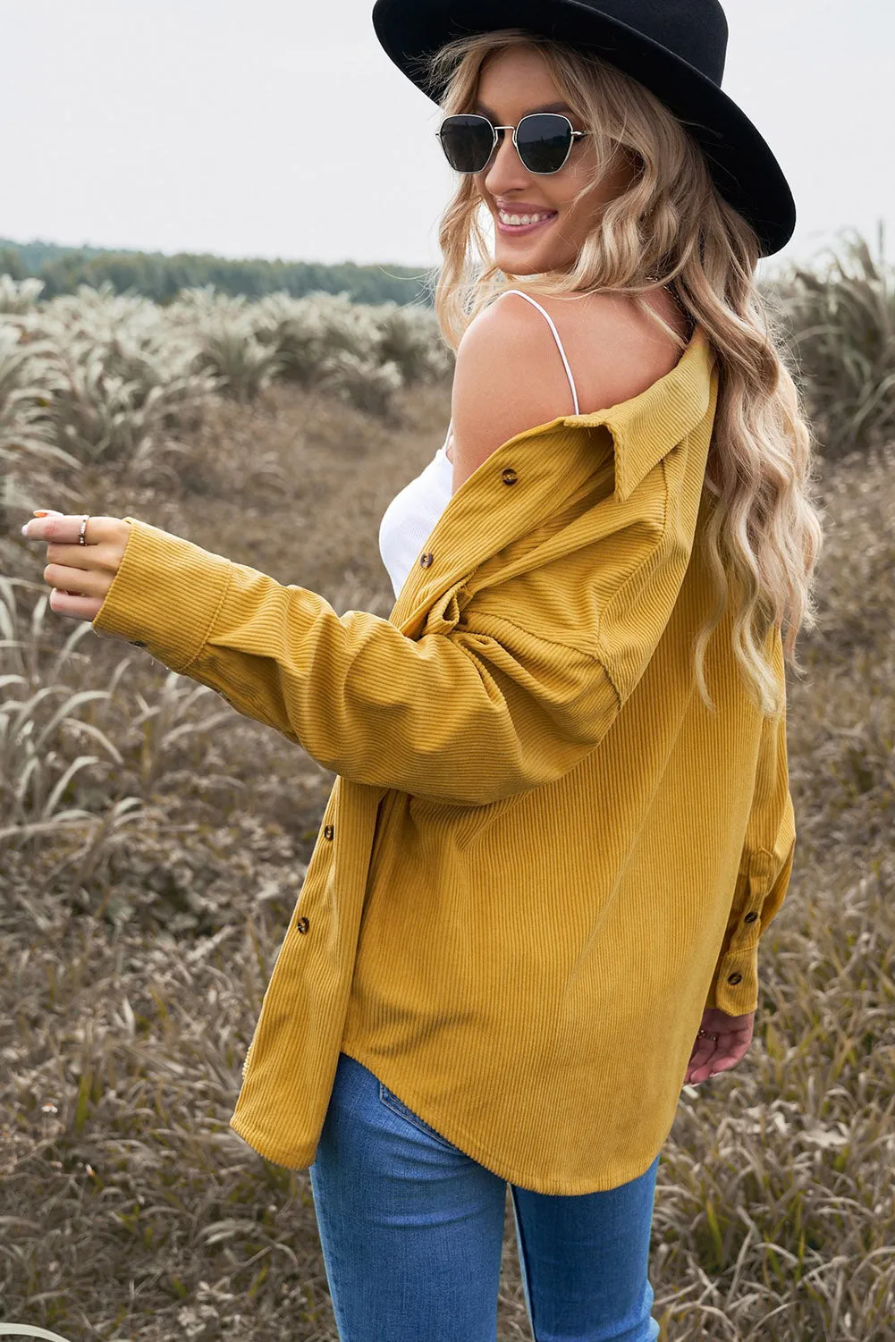 Womens Yellow Corduroy Shirt