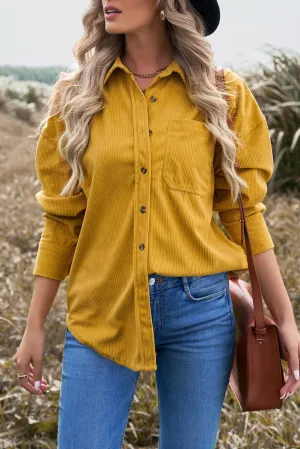 Womens Yellow Corduroy Shirt