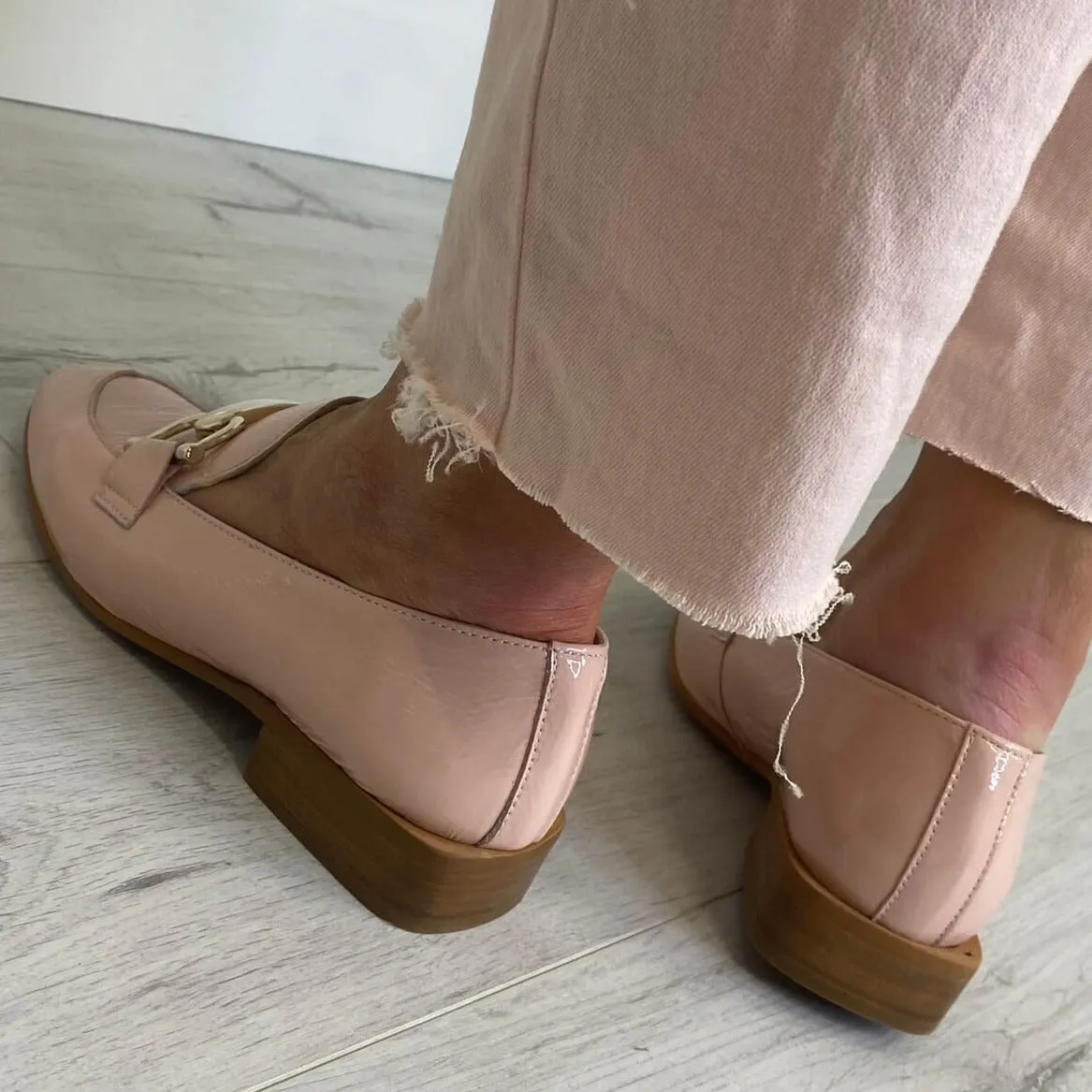 Wonders Blush Pink Patent Leather Slip On Loafers