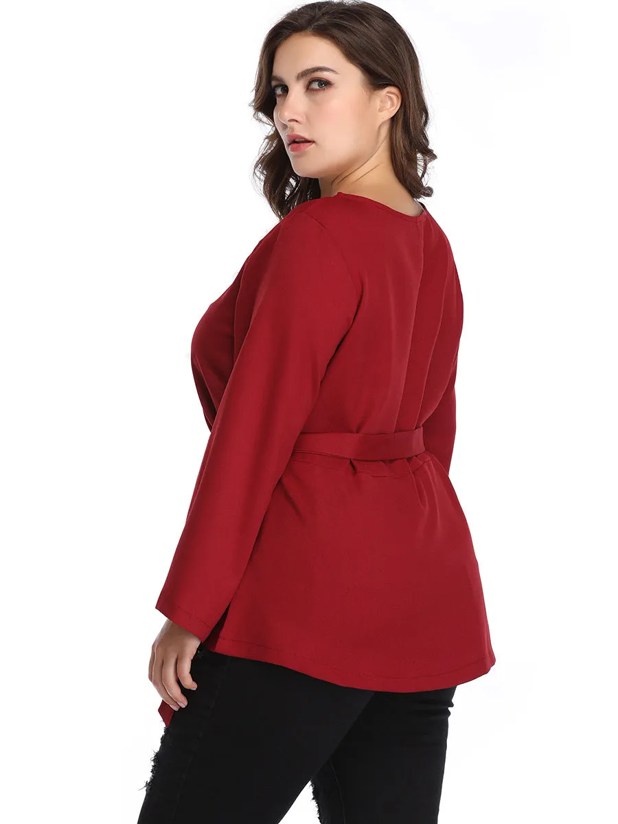 XL Round Neck Long Sleeve Tunic Blouse