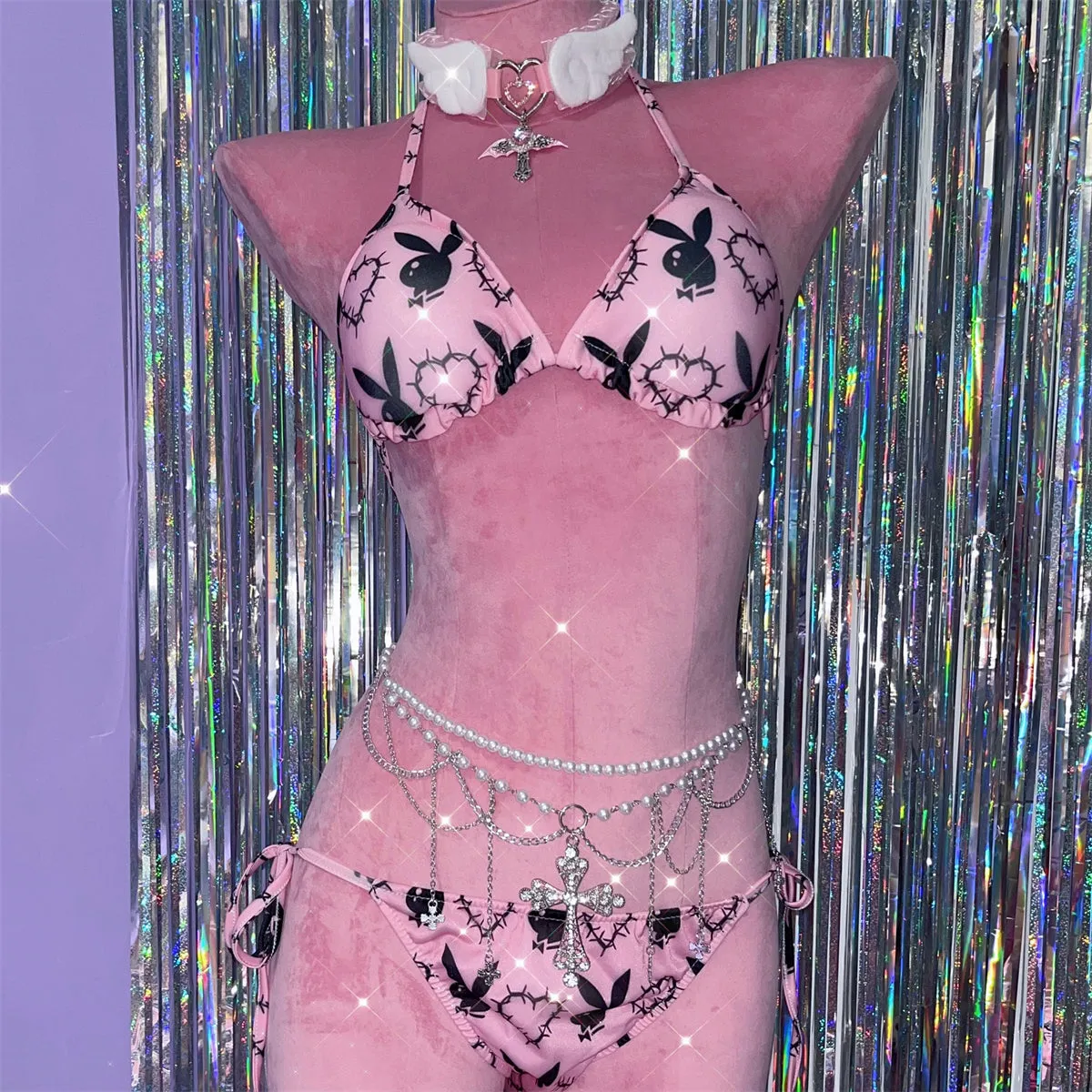 Y2k Cross Pearl Waist Chain UB99262
