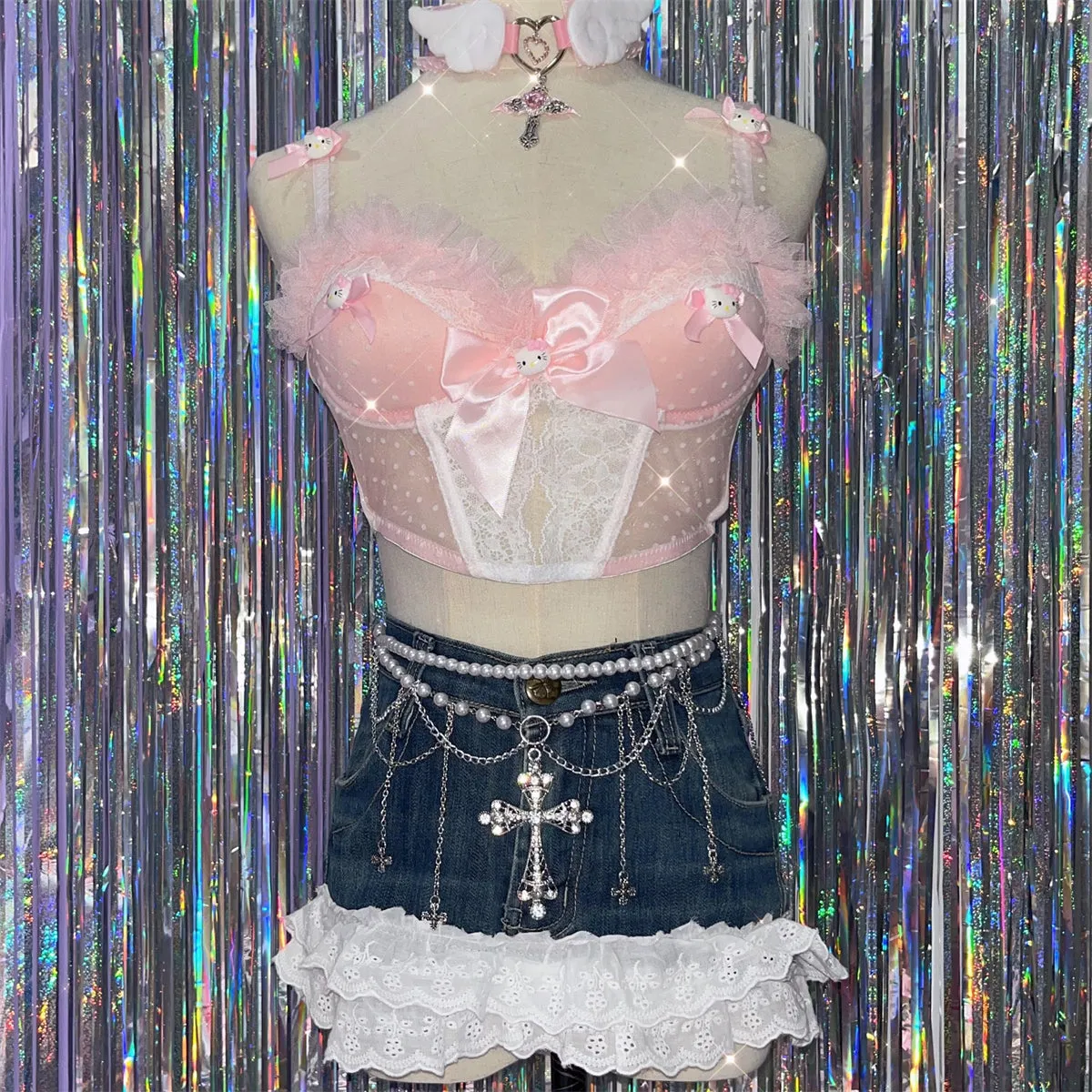 Y2k Cross Pearl Waist Chain UB99262