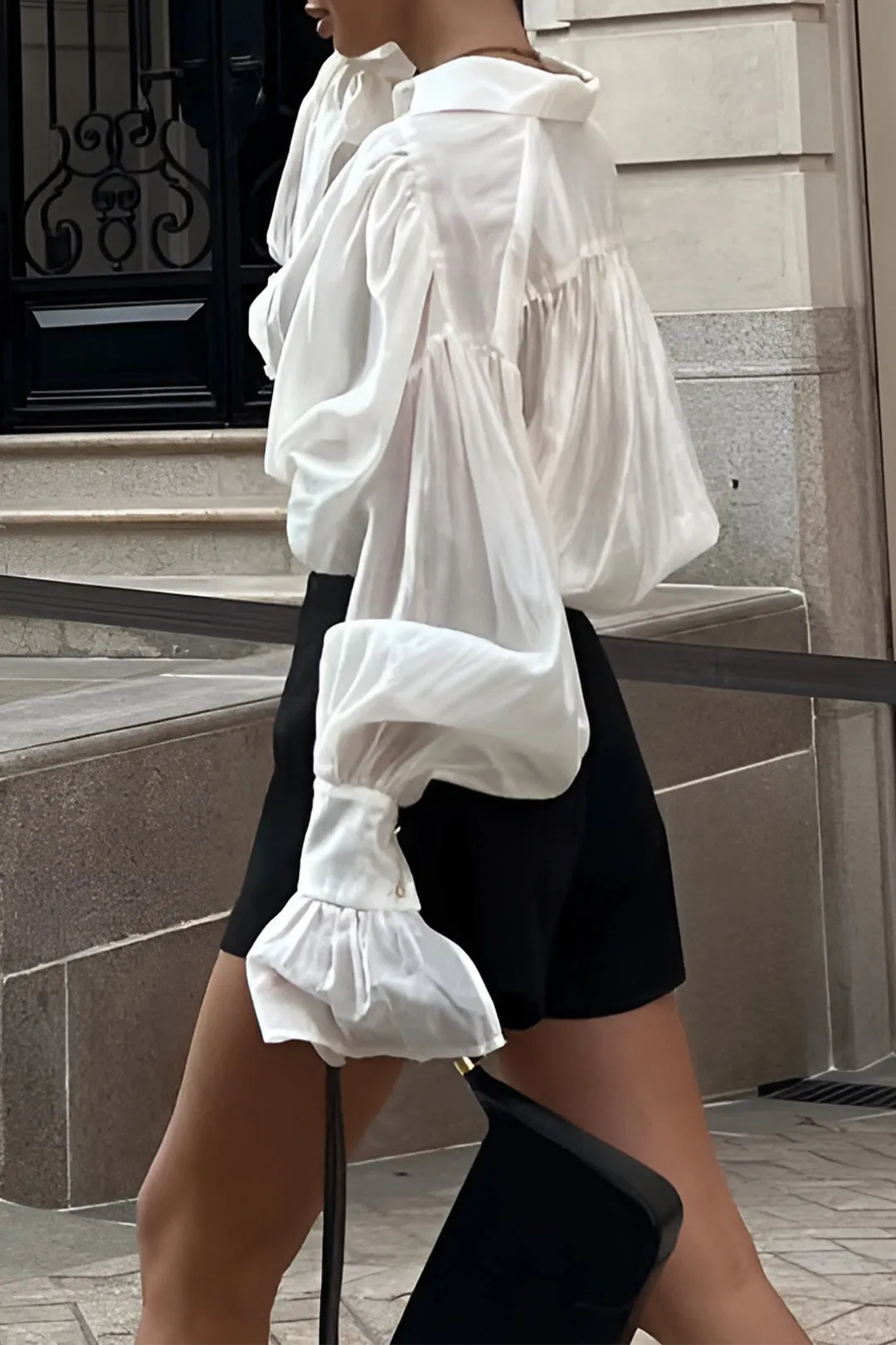 Ysabel - Timeless Satin Elegance Woman's Long Sleeve Shirt