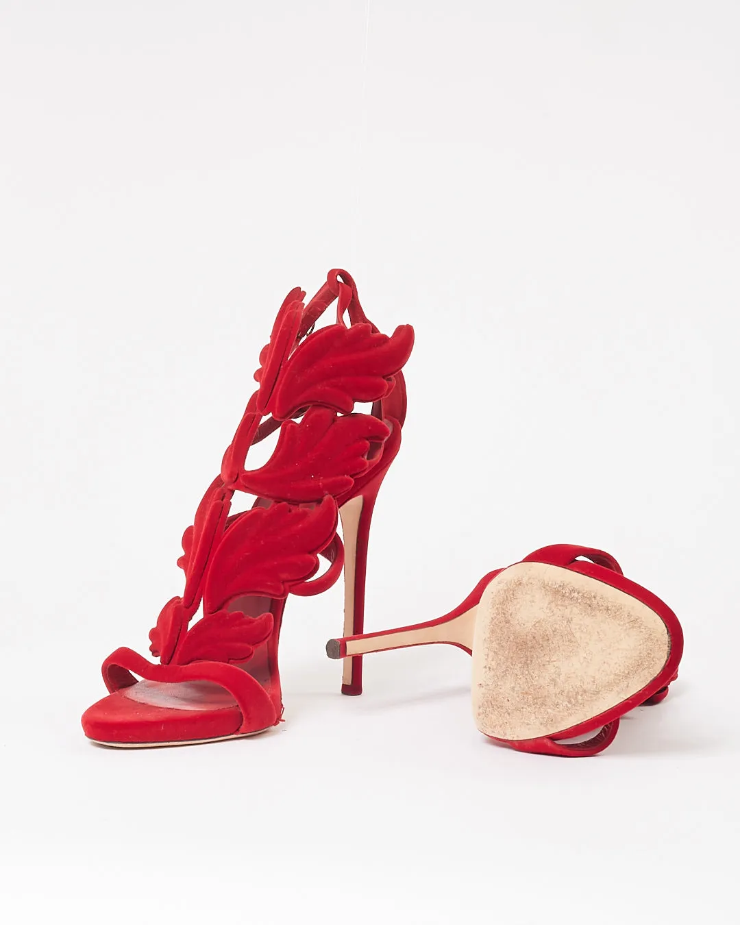 Zanotti Red Suede Gladiator Sandal Heels - 40