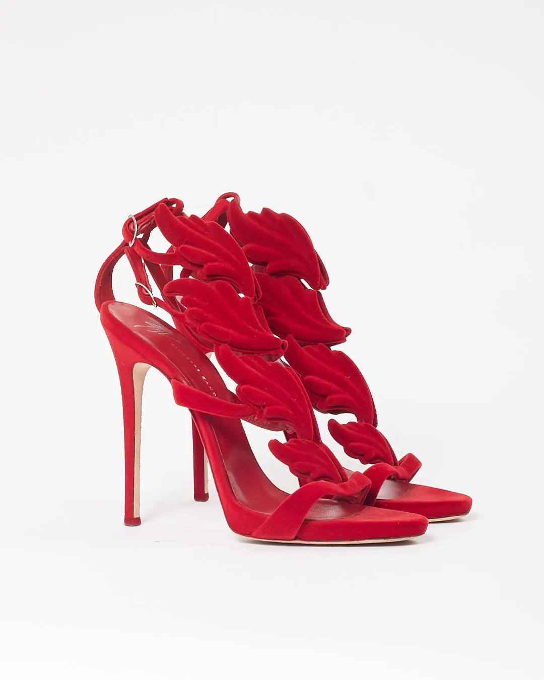 Zanotti Red Suede Gladiator Sandal Heels - 40