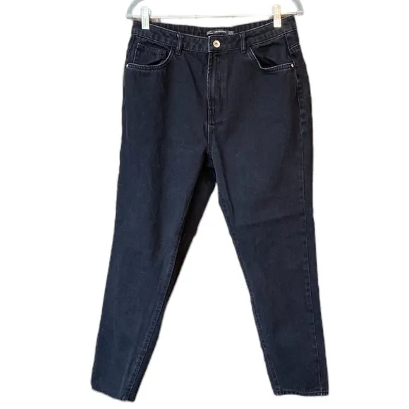 Zara Trafaluc Denimwear Mom Rigid High Rise Black Jeans Size 8