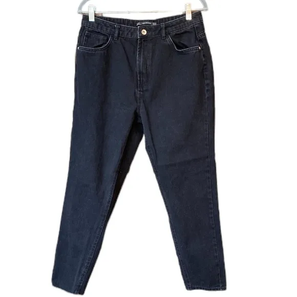 Zara Trafaluc Denimwear Mom Rigid High Rise Black Jeans Size 8