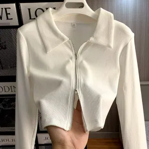 Zipped & Knitted Long Sleeve Tops