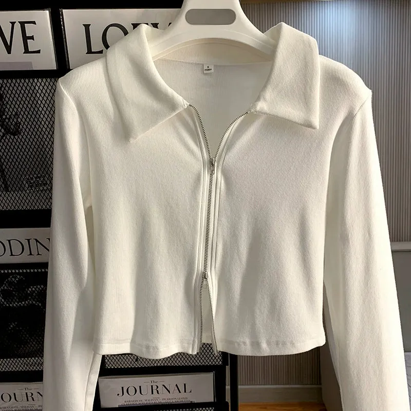 Zipped & Knitted Long Sleeve Tops