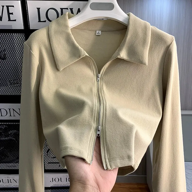 Zipped & Knitted Long Sleeve Tops