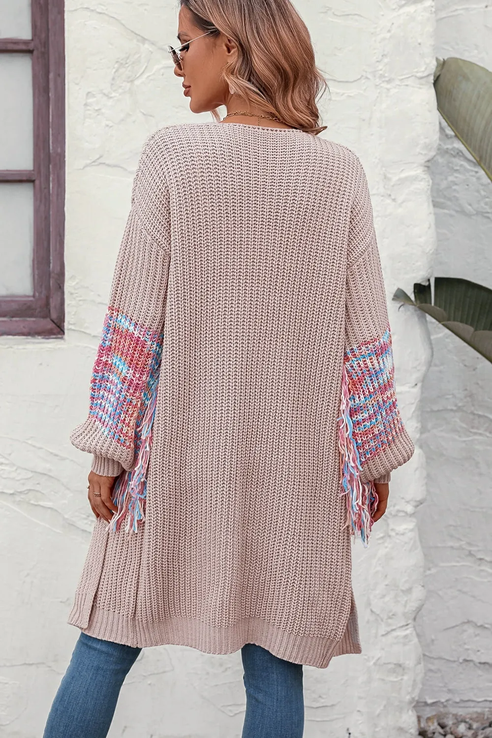 Zoey Fringe Sleeve Dropped Shoulder Cardigan
