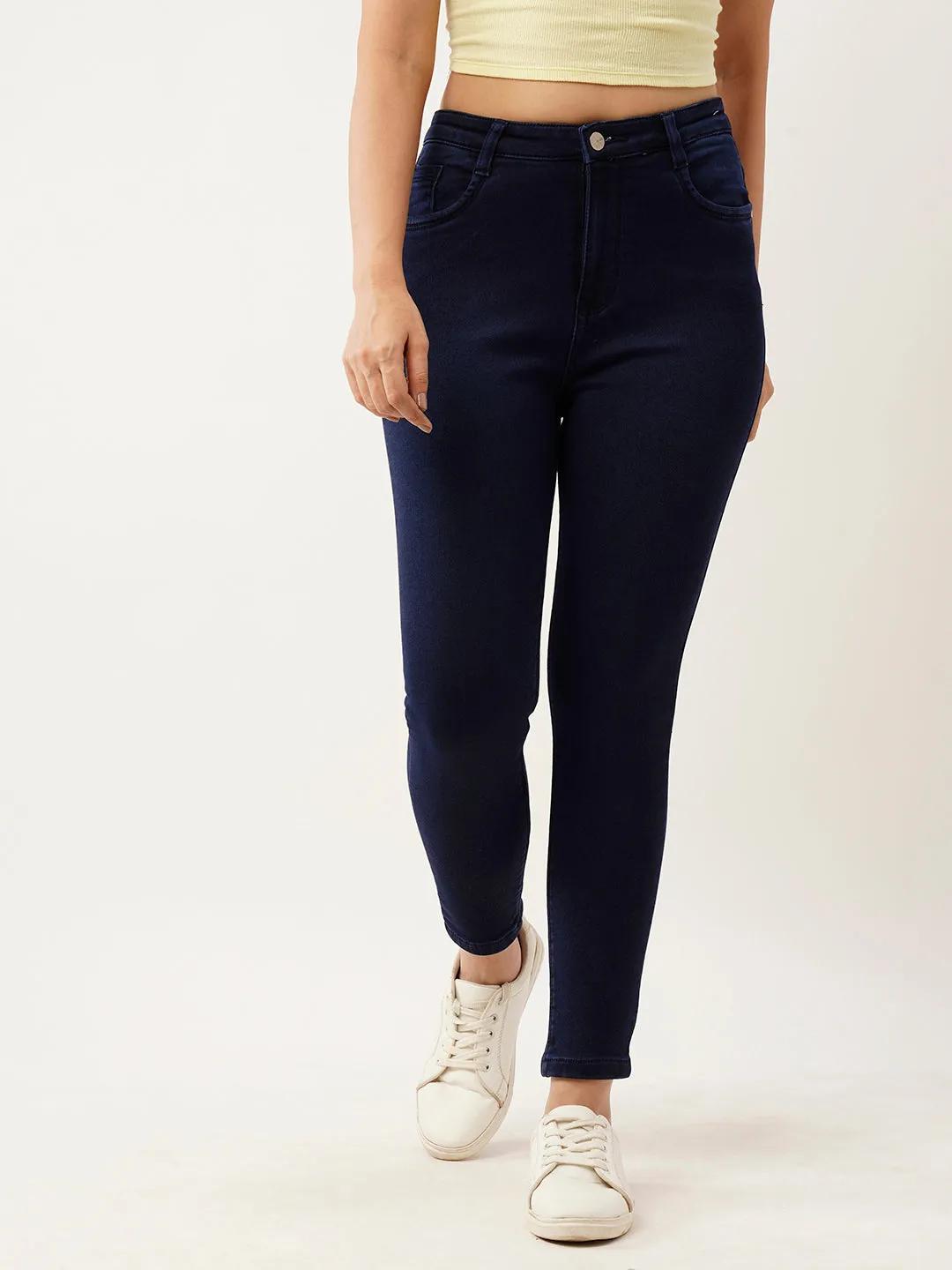 ZOLA Exclusive Ankle Length Denim High Waist Stretchable Killer Blue Pencil Fit Jeans For Women