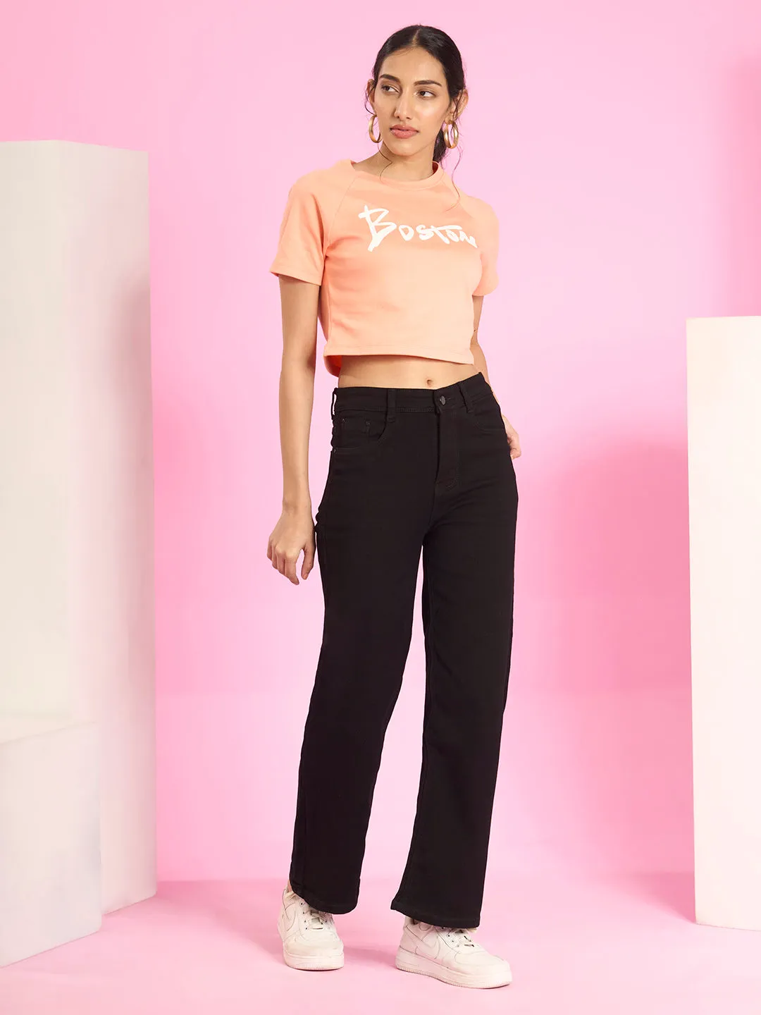 ZOLA Exclusive Denim Clean Look Clean Look Stretchable Black Flared Jeans For Women